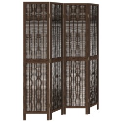 vidaXL Biombo separador de 4 paneles madera paulownia marrón oscuro