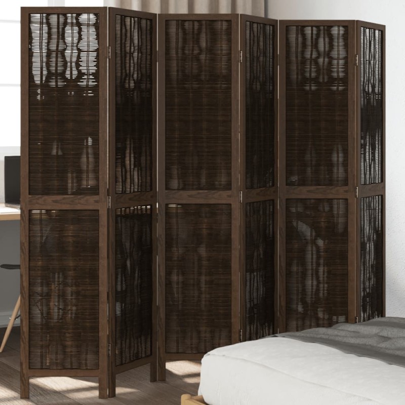 vidaXL Biombo separador de 6 paneles madera paulownia marrón oscuro vidaXL Biombo separador de 6 paneles madera paulownia marrón oscuro
