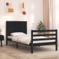 vidaXL Estructura de cama con cabecero madera maciza negro 90x200 cm