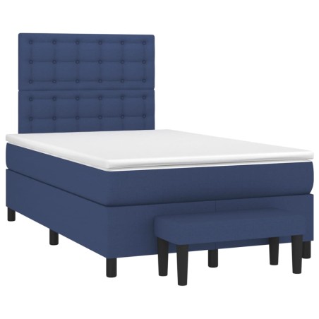 vidaXL Cama box spring con colchón tela azul 120x190 cm