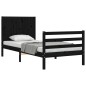 vidaXL Estructura de cama con cabecero madera maciza negro 90x200 cm