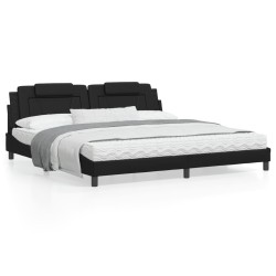 vidaXL Cama con colchón cuero sintético negro 200x200 cm