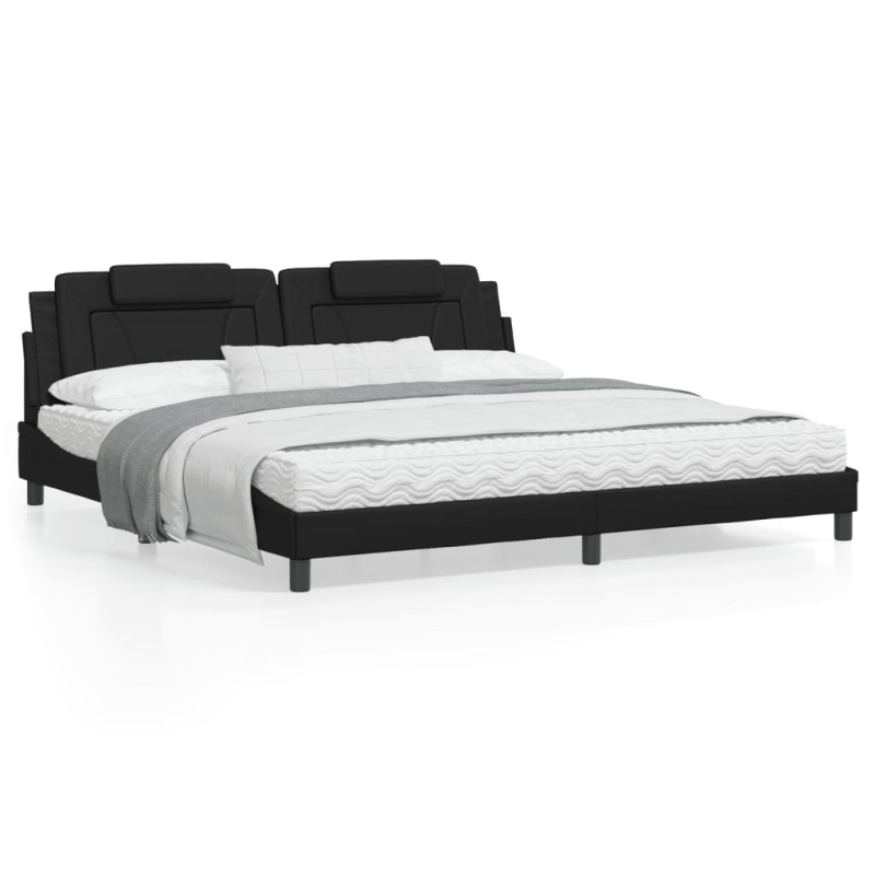vidaXL Cama con colchón cuero sintético negro 200x200 cm vidaXL Cama con colchón cuero sintético negro 200x200 cm