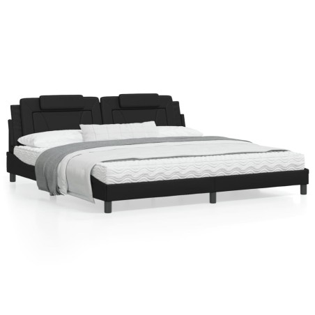 vidaXL Cama con colchón cuero sintético negro 200x200 cm