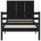 vidaXL Estructura de cama con cabecero madera maciza negro 90x200 cm