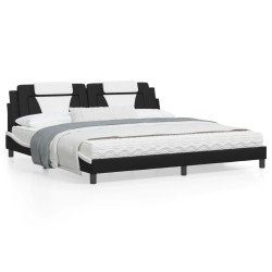 vidaXL Cama con colchón cuero sintético negro y blanco 200x200 cm