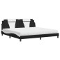 vidaXL Cama con colchón cuero sintético negro y blanco 200x200 cm vidaXL Cama con colchón cuero sintético negro y blanco 200x200 cm