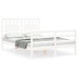 vidaXL Estructura cama de matrimonio con cabecero madera maciza blanco vidaXL Estructura cama de matrimonio con cabecero madera maciza blanco