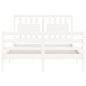 vidaXL Estructura cama de matrimonio con cabecero madera maciza blanco vidaXL Estructura cama de matrimonio con cabecero madera maciza blanco