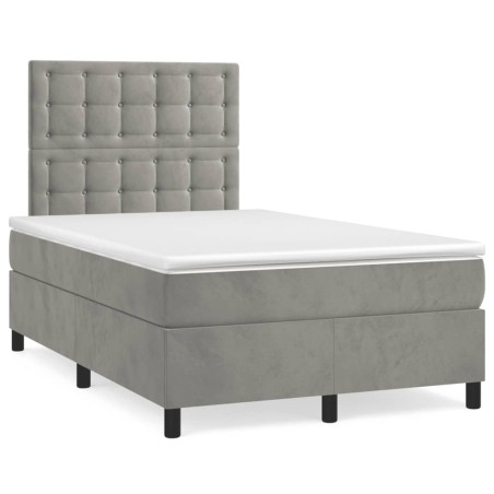 vidaXL Cama box spring con colchón terciopelo gris claro 120x190 cm