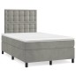 vidaXL Cama box spring con colchón terciopelo gris claro 120x190 cm vidaXL Cama box spring con colchón terciopelo gris claro 120x190 cm