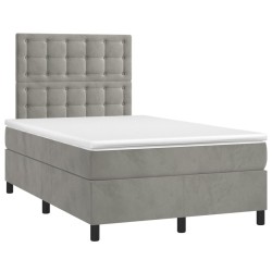 vidaXL Cama box spring con colchón terciopelo gris claro 120x190 cm