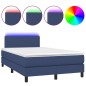 vidaXL Cama box spring con colchón y luces LED tela azul 120x190 cm vidaXL Cama box spring con colchón y luces LED tela azul 120x190 cm