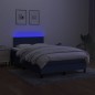 vidaXL Cama box spring con colchón y luces LED tela azul 120x190 cm vidaXL Cama box spring con colchón y luces LED tela azul 120x190 cm