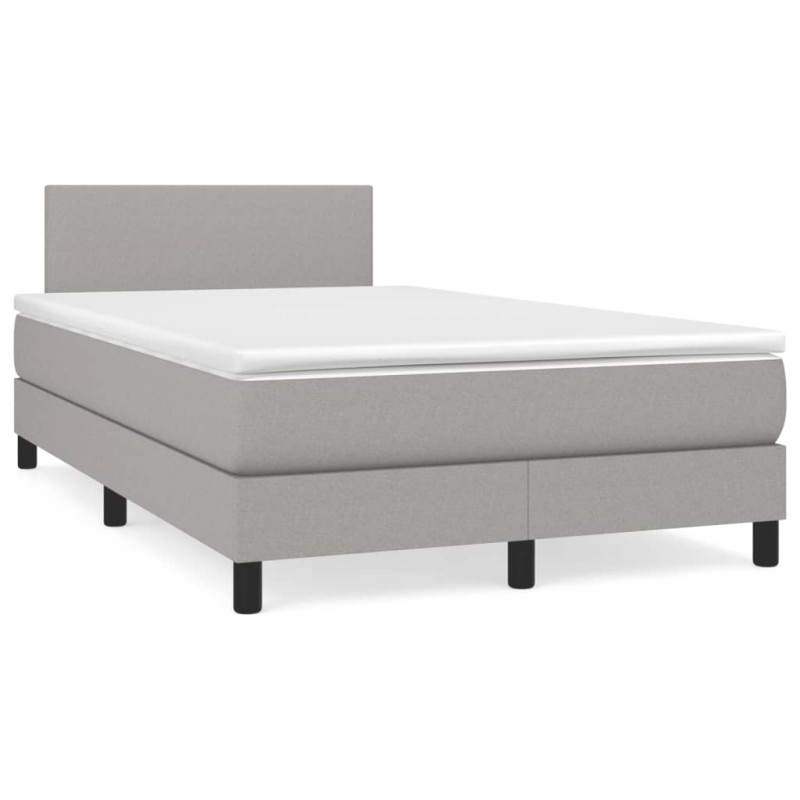 vidaXL Cama box spring con colchón y LED tela gris claro 120x190 cm