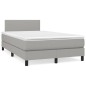 vidaXL Cama box spring con colchón y LED tela gris claro 120x190 cm