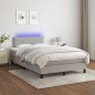 vidaXL Cama box spring con colchón y LED tela gris claro 120x190 cm