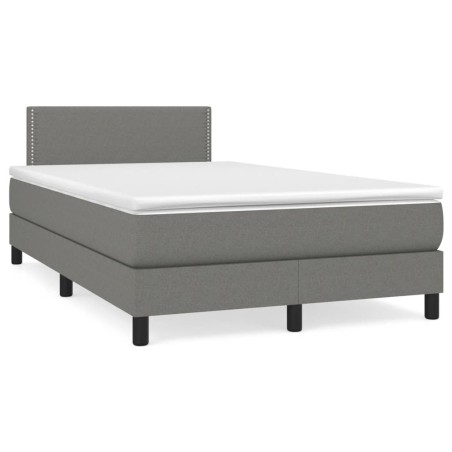 vidaXL Cama box spring con colchón y LED tela marrón oscuro 120x190 cm