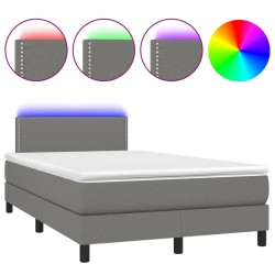 vidaXL Cama box spring con colchón y LED tela marrón oscuro 120x190 cm