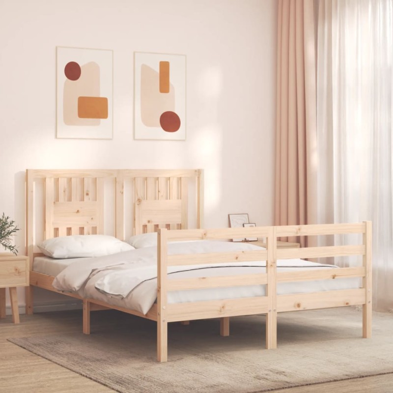 vidaXL Estructura de cama con cabecero madera maciza 140x200 cm vidaXL Estructura de cama con cabecero madera maciza 140x200 cm