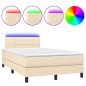 vidaXL Cama box spring con colchón y luces LED tela crema 120x190 cm vidaXL Cama box spring con colchón y luces LED tela crema 120x190 cm