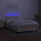vidaXL Cama box spring con colchón y luces LED tela crema 120x190 cm vidaXL Cama box spring con colchón y luces LED tela crema 120x190 cm