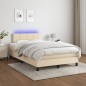 vidaXL Cama box spring con colchón y luces LED tela crema 120x190 cm vidaXL Cama box spring con colchón y luces LED tela crema 120x190 cm