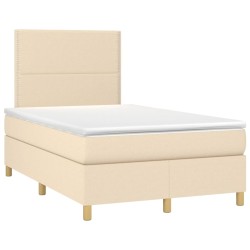 vidaXL Cama box spring con colchón tela color crema 120x190 cm