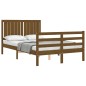 vidaXL Estructura de cama matrimonio con cabecero madera marrón miel vidaXL Estructura de cama matrimonio con cabecero madera marrón miel