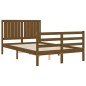 vidaXL Estructura de cama matrimonio con cabecero madera marrón miel vidaXL Estructura de cama matrimonio con cabecero madera marrón miel