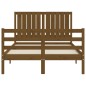 vidaXL Estructura de cama matrimonio con cabecero madera marrón miel vidaXL Estructura de cama matrimonio con cabecero madera marrón miel