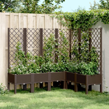vidaXL Jardinera con enrejado PP marrón 160x120x142 cm
