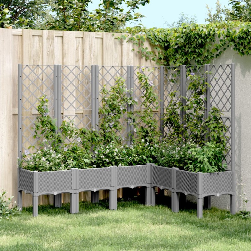 vidaXL Jardinera con enrejado PP gris claro 160x120x142 cm