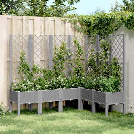 vidaXL Jardinera con enrejado PP gris claro 160x120x142 cm