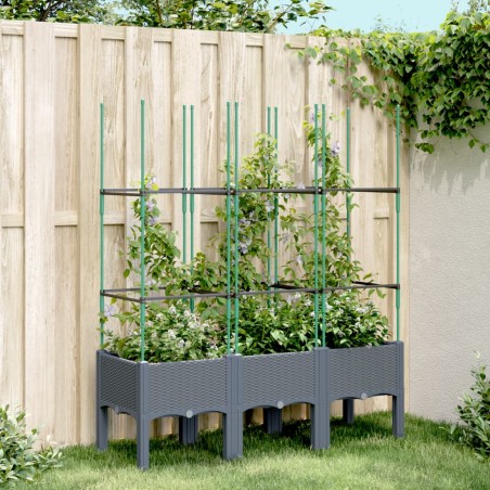 vidaXL Jardinera con enrejado PP gris 120x40x142,5 cm