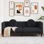vidaXL Sofá con cojines 3 plazas terciopelo negro vidaXL Sofá con cojines 3 plazas terciopelo negro