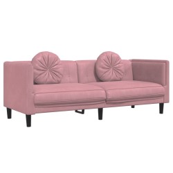 vidaXL Sofá con cojines 3 plazas terciopelo rosa