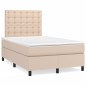 vidaXL Cama box spring colchón LED cuero sintético capuchino 120x190cm vidaXL Cama box spring colchón LED cuero sintético capuchino 120x190cm