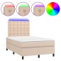 vidaXL Cama box spring colchón LED cuero sintético capuchino 120x190cm vidaXL Cama box spring colchón LED cuero sintético capuchino 120x190cm