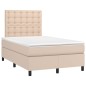 vidaXL Cama box spring colchón LED cuero sintético capuchino 120x190cm vidaXL Cama box spring colchón LED cuero sintético capuchino 120x190cm