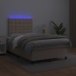 vidaXL Cama box spring colchón LED cuero sintético capuchino 120x190cm vidaXL Cama box spring colchón LED cuero sintético capuchino 120x190cm