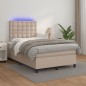vidaXL Cama box spring colchón LED cuero sintético capuchino 120x190cm vidaXL Cama box spring colchón LED cuero sintético capuchino 120x190cm