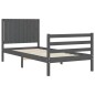 vidaXL Estructura de cama con cabecero madera maciza gris 90x200 cm