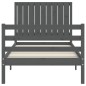 vidaXL Estructura de cama con cabecero madera maciza gris 90x200 cm