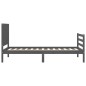 vidaXL Estructura de cama con cabecero madera maciza gris 90x200 cm