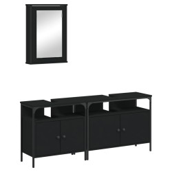 vidaXL Juego de muebles de baño 3 pzas madera contrachapada negro