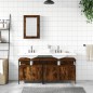 vidaXL Set de muebles baño 3 pzas madera contrachapada roble ahumado vidaXL Set de muebles baño 3 pzas madera contrachapada roble ahumado