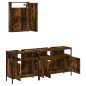 vidaXL Set de muebles baño 3 pzas madera contrachapada roble ahumado vidaXL Set de muebles baño 3 pzas madera contrachapada roble ahumado
