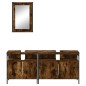 vidaXL Set de muebles baño 3 pzas madera contrachapada roble ahumado vidaXL Set de muebles baño 3 pzas madera contrachapada roble ahumado