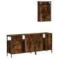 vidaXL Set de muebles baño 3 pzas madera contrachapada roble ahumado vidaXL Set de muebles baño 3 pzas madera contrachapada roble ahumado